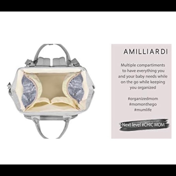 AMILLIARDI Grey diaper backpack NWT - Picture 8 of 8